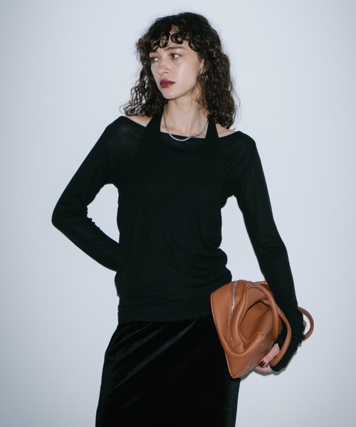 HANNE(アン)の「ホルターレイヤードシアーロンTEE(Tシャツ/カットソー・レディース・グレー/ブラック・FREE)」の17枚目の写真