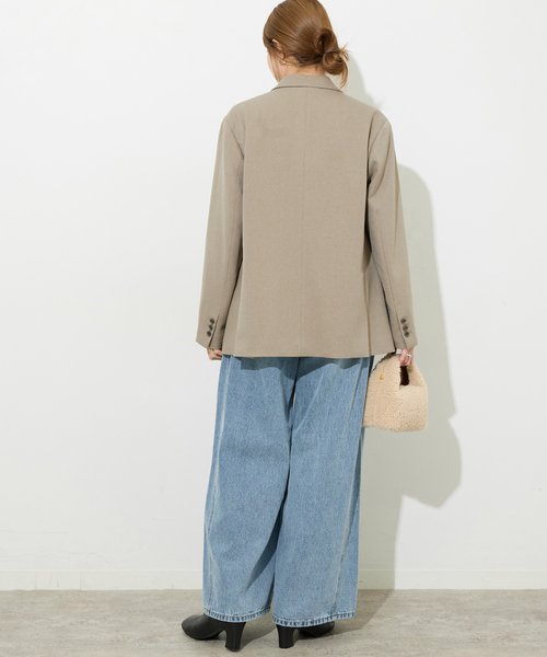 JOURNAL STANDARD relume（ジャーナルスタンダード　レリューム）の「ウーステッドサージジャケット（テーラードジャケット・レディース・ベージュ/ネイビー・38/36）」の3枚目の写真