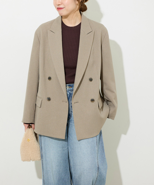 JOURNAL STANDARD relume（ジャーナルスタンダード　レリューム）の「ウーステッドサージジャケット（テーラードジャケット・レディース・ベージュ/ネイビー・38/36）」の5枚目の写真