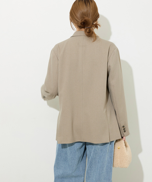 JOURNAL STANDARD relume（ジャーナルスタンダード　レリューム）の「ウーステッドサージジャケット（テーラードジャケット・レディース・ベージュ/ネイビー・38/36）」の7枚目の写真
