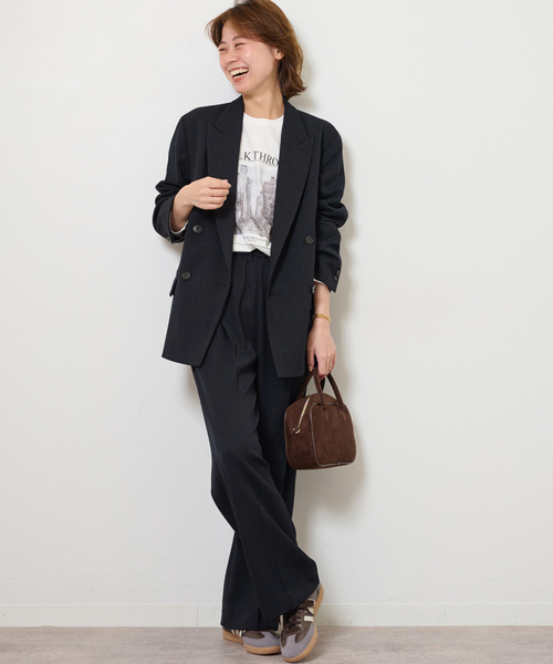 JOURNAL STANDARD relume（ジャーナルスタンダード　レリューム）の「ウーステッドサージジャケット（テーラードジャケット・レディース・ベージュ/ネイビー・38/36）」の8枚目の写真