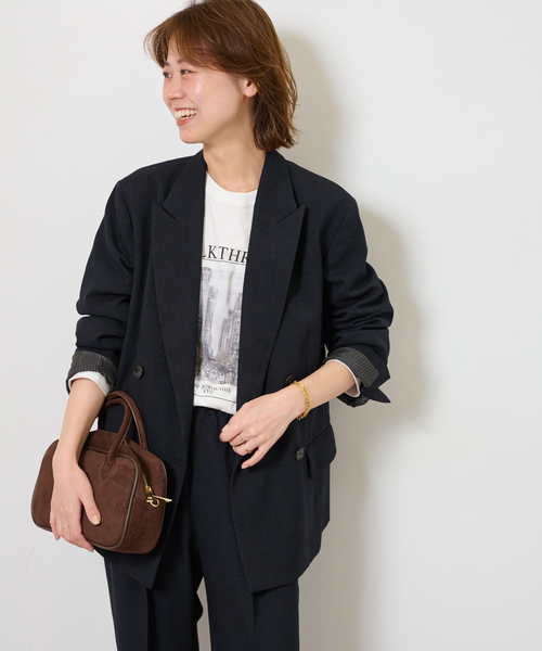 JOURNAL STANDARD relume（ジャーナルスタンダード　レリューム）の「ウーステッドサージジャケット（テーラードジャケット・レディース・ベージュ/ネイビー・38/36）」の13枚目の写真