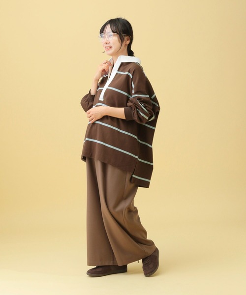 LEPSIM（レプシィム）の「【産前・産後対応】マタニティ／ラガー長袖シャツ　577873（マタニティウェア/グッズ・レディース・ネイビー/ブラウン・FREE）」の9枚目の写真