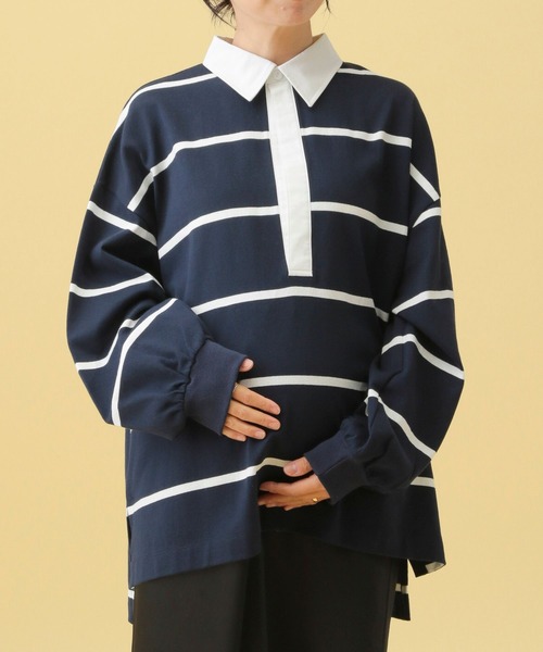 LEPSIM（レプシィム）の「【産前・産後対応】マタニティ／ラガー長袖シャツ　577873（マタニティウェア/グッズ・レディース・ネイビー/ブラウン・FREE）」の10枚目の写真