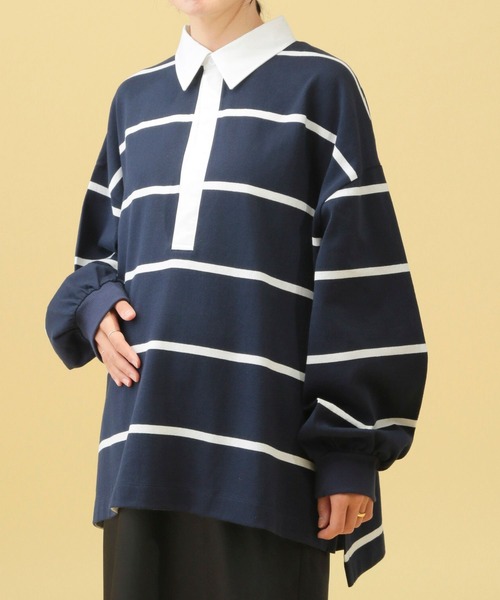 LEPSIM（レプシィム）の「【産前・産後対応】マタニティ／ラガー長袖シャツ　577873（マタニティウェア/グッズ・レディース・ネイビー/ブラウン・FREE）」の12枚目の写真