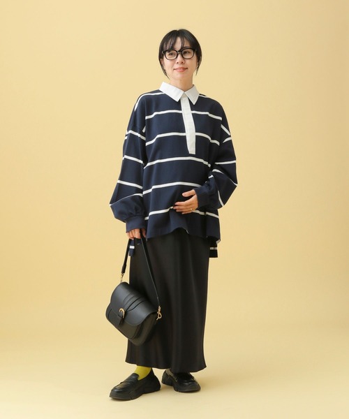 LEPSIM（レプシィム）の「【産前・産後対応】マタニティ／ラガー長袖シャツ　577873（マタニティウェア/グッズ・レディース・ネイビー/ブラウン・FREE）」の14枚目の写真