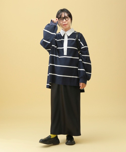 LEPSIM（レプシィム）の「【産前・産後対応】マタニティ／ラガー長袖シャツ　577873（マタニティウェア/グッズ・レディース・ネイビー/ブラウン・FREE）」の15枚目の写真