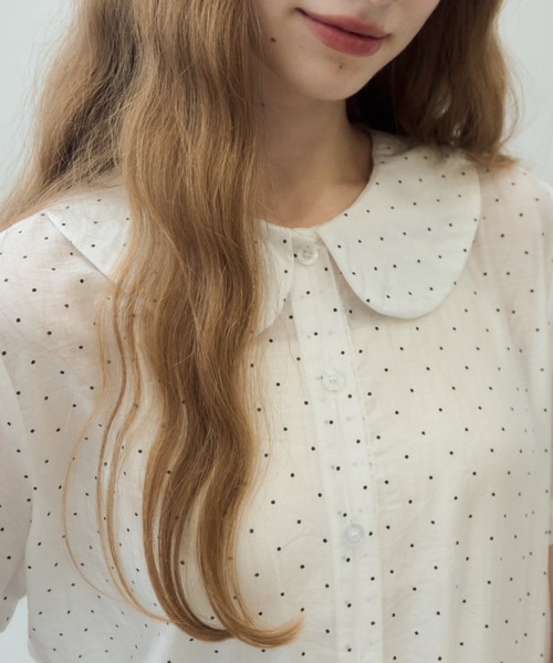 AD2021 丸襟ドットブラウス ラウンドカラー