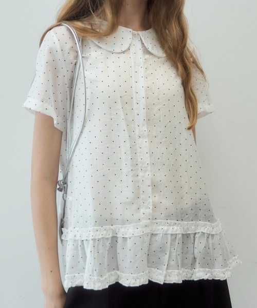 Birthday room(バースデイルーム)の「ドット丸襟シアーブラウス/Polka dot round collar sheer blouse(シャツ/ブラウス・レディース・ホワイト/ブラック・FREE)」の10枚目の写真