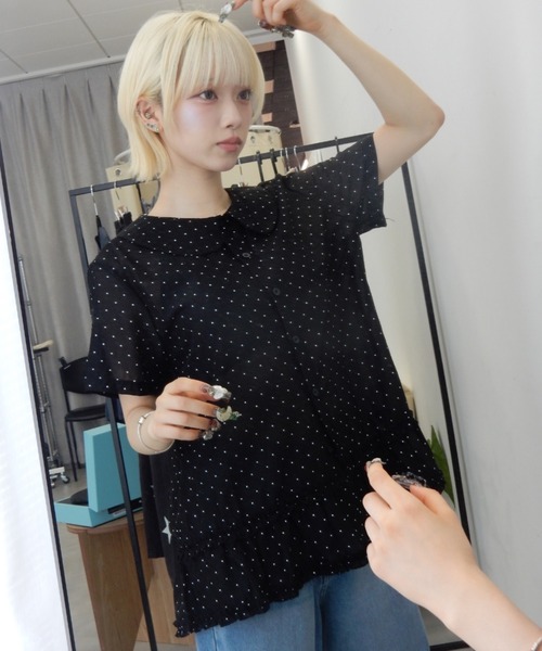 Birthday room(バースデイルーム)の「ドット丸襟シアーブラウス/Polka dot round collar sheer blouse(シャツ/ブラウス・レディース・ホワイト/ブラック・FREE)」の20枚目の写真