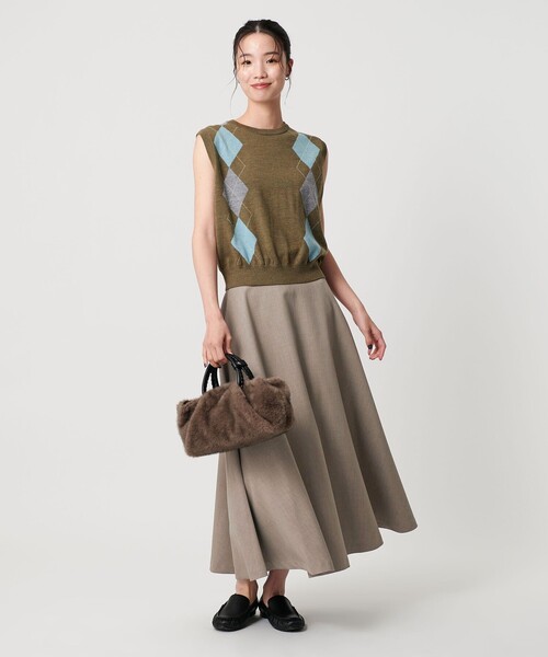 BEAUTY&YOUTH UNITED ARROWS（ビューティーアンドユースユナイテッドアローズ）の「ポリエステルツイル サーキュラースカート ウォッシャブル（スカート・レディース・ベージュ/ブラック・M/S）」の5枚目の写真