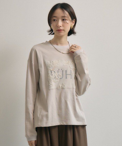 Paradise Picnic(パラダイスピクニック)の「cloche レースパッチロゴロンT(Tシャツ/カットソー・レディース・ホワイト/ベージュ/ブラック・FREE)」の3枚目の写真