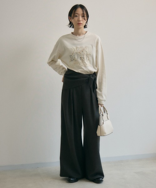 Paradise Picnic(パラダイスピクニック)の「cloche レースパッチロゴロンT(Tシャツ/カットソー・レディース・ホワイト/ベージュ/ブラック・FREE)」の5枚目の写真