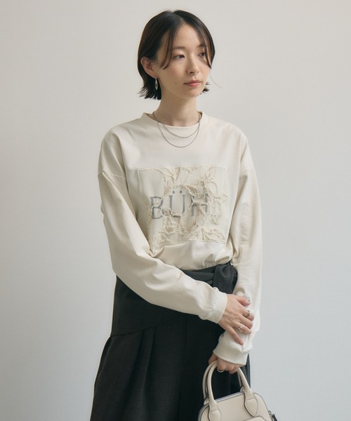 Paradise Picnic(パラダイスピクニック)の「cloche レースパッチロゴロンT(Tシャツ/カットソー・レディース・ホワイト/ベージュ/ブラック・FREE)」の7枚目の写真