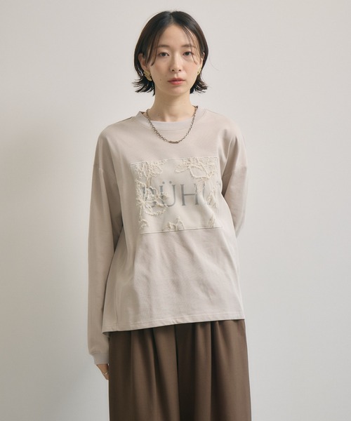 Paradise Picnic(パラダイスピクニック)の「cloche レースパッチロゴロンT(Tシャツ/カットソー・レディース・ホワイト/ベージュ/ブラック・FREE)」の13枚目の写真