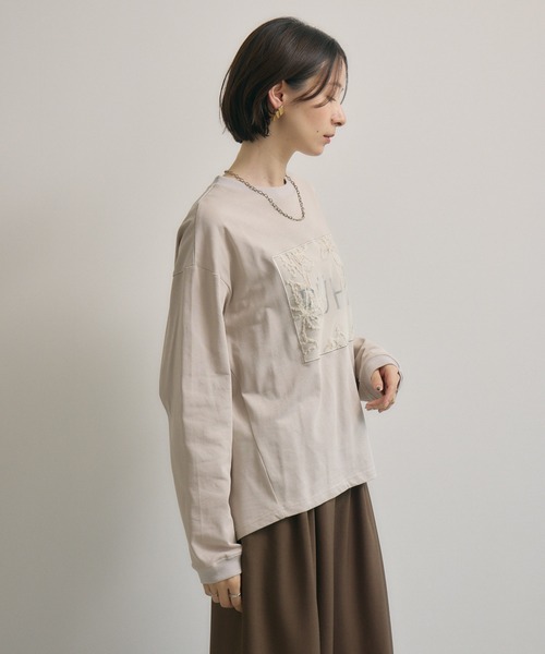 Paradise Picnic(パラダイスピクニック)の「cloche レースパッチロゴロンT(Tシャツ/カットソー・レディース・ホワイト/ベージュ/ブラック・FREE)」の15枚目の写真