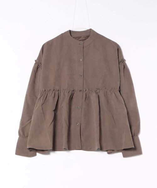fort point(フォーポイント)の「【C-FORT POINT/フォートポイント】ピーチ起毛 ギャザー ノーカラーシャツ(シャツ/ブラウス・レディース・チャコールグレー/ブラウン/カーキ/ベージュ・FREE)」の11枚目の写真