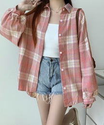 semuse（セミューズ）の「マドラスチェック柄ボリュームスリーブオーバーサイズシャツ（シャツ/ブラウス）」