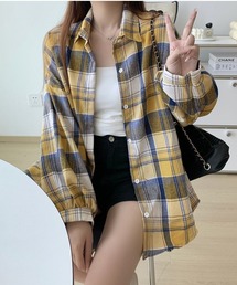 semuse（セミューズ）の「マドラスチェック柄ボリュームスリーブオーバーサイズシャツ（シャツ/ブラウス）」