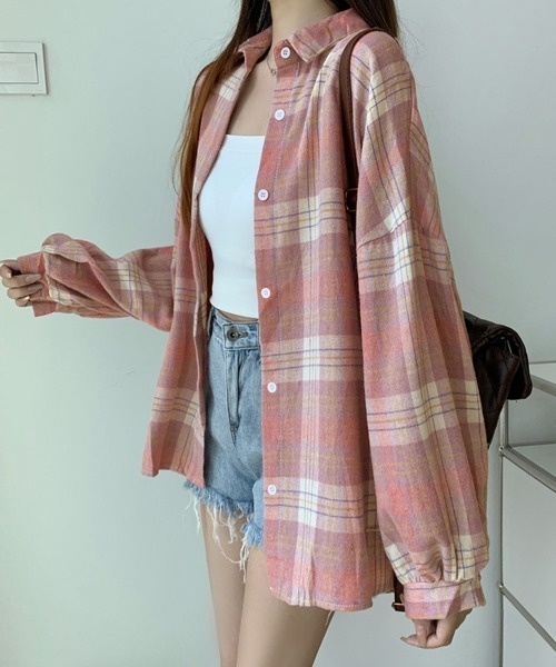 semuse(セミューズ)の「マドラスチェック柄ボリュームスリーブオーバーサイズシャツ(シャツ/ブラウス・レディース・グリーン/ブルー/イエロー/ブラウン/ピンク・FREE)」の17枚目の写真