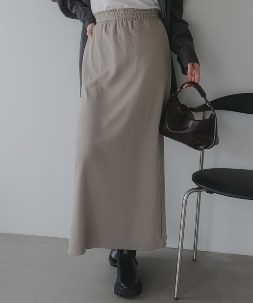 slattgir(スラットジール)の「高身長 ストレートスウェットスカート(セットアップ対応)(トールサイズ)Essenave(スカート・レディース・グレイッシュベージュ/ネイビー・TLL/T3L/T4L/T5L/TM/TL)」の3枚目の写真