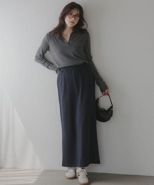 slattgir(スラットジール)の「高身長 ストレートスウェットスカート(セットアップ対応)(トールサイズ)Essenave(スカート・レディース・グレイッシュベージュ/ネイビー・TLL/T3L/T4L/T5L/TM/TL)」の12枚目の写真