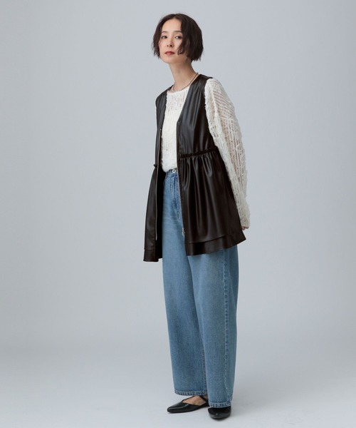 LEPSIM（レプシィム）の「ギャザーWZIPベスト2　591362（ベスト・レディース・ブラック/ブラウン/グレイッシュベージュ/カーキ・FREE/TALL）」の8枚目の写真