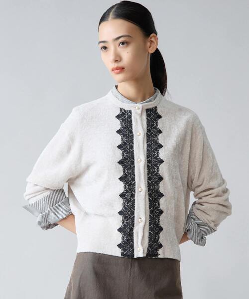 Tiara（ティアラ）の「レース前立てカーディガン（カーディガン/ボレロ・レディース・ネイビー/アイボリー/ブラック・FREE）」の5枚目の写真