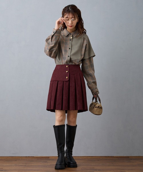 NICOLE CLUB(ニコル クラブ)の「インバーテッドプリーツスカート(スカート・レディース・チャコール/ブラウン/ボルドー・MEDIUM)」の7枚目の写真