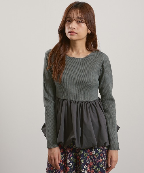 QUEENS COURT（クイーンズコート）の「スポンディッシュニットバルーンプルオーバー≪手洗い可能≫（ニット/セーター・レディース・ブラック/ダークグレー・M）」の15枚目の写真