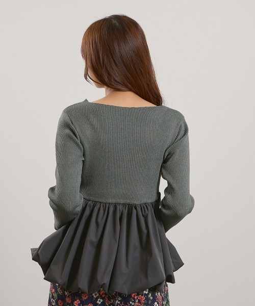 QUEENS COURT（クイーンズコート）の「スポンディッシュニットバルーンプルオーバー≪手洗い可能≫（ニット/セーター・レディース・ブラック/ダークグレー・M）」の16枚目の写真