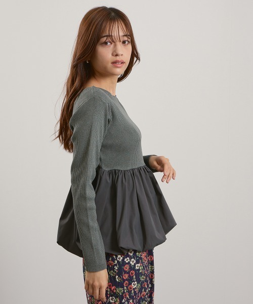 QUEENS COURT（クイーンズコート）の「スポンディッシュニットバルーンプルオーバー≪手洗い可能≫（ニット/セーター・レディース・ブラック/ダークグレー・M）」の17枚目の写真