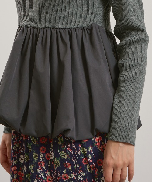 QUEENS COURT（クイーンズコート）の「スポンディッシュニットバルーンプルオーバー≪手洗い可能≫（ニット/セーター・レディース・ブラック/ダークグレー・M）」の3枚目の写真