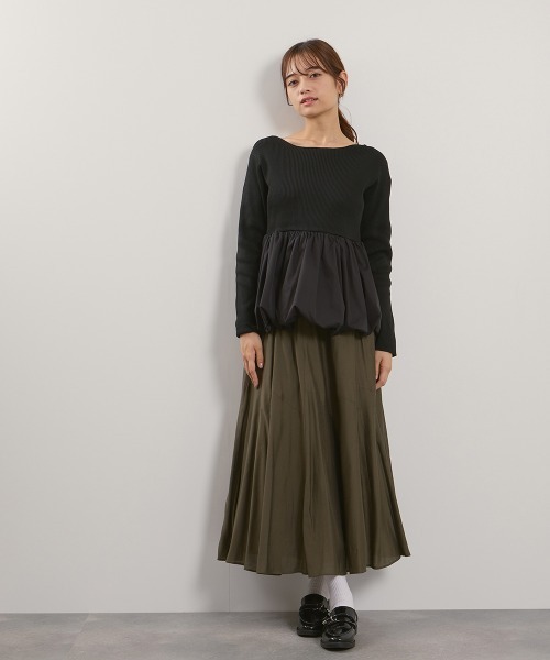 QUEENS COURT（クイーンズコート）の「スポンディッシュニットバルーンプルオーバー≪手洗い可能≫（ニット/セーター・レディース・ブラック/ダークグレー・M）」の8枚目の写真