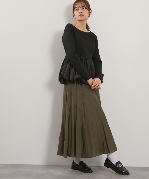 QUEENS COURT（クイーンズコート）の「スポンディッシュニットバルーンプルオーバー≪手洗い可能≫（ニット/セーター・レディース・ブラック/ダークグレー・M）」の9枚目の写真