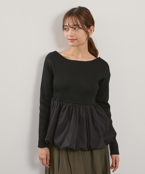 QUEENS COURT（クイーンズコート）の「スポンディッシュニットバルーンプルオーバー≪手洗い可能≫（ニット/セーター・レディース・ブラック/ダークグレー・M）」の7枚目の写真