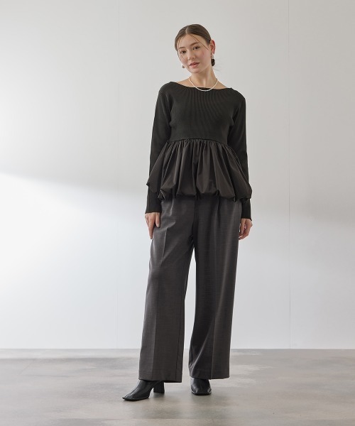 QUEENS COURT（クイーンズコート）の「スポンディッシュニットバルーンプルオーバー≪手洗い可能≫（ニット/セーター・レディース・ブラック/ダークグレー・M）」の19枚目の写真