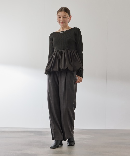 QUEENS COURT（クイーンズコート）の「スポンディッシュニットバルーンプルオーバー≪手洗い可能≫（ニット/セーター・レディース・ブラック/ダークグレー・M）」の20枚目の写真