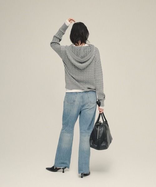 eL】7G Classic Cable Hoodie/582408（ニット/セーター