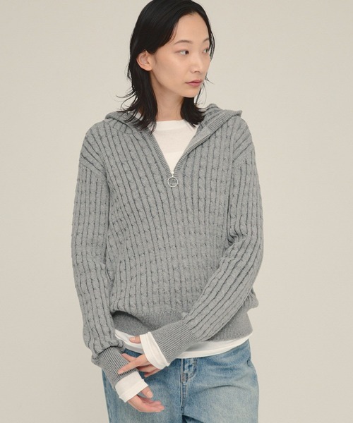eL】7G Classic Cable Hoodie/582408（ニット/セーター）｜JEANASIS