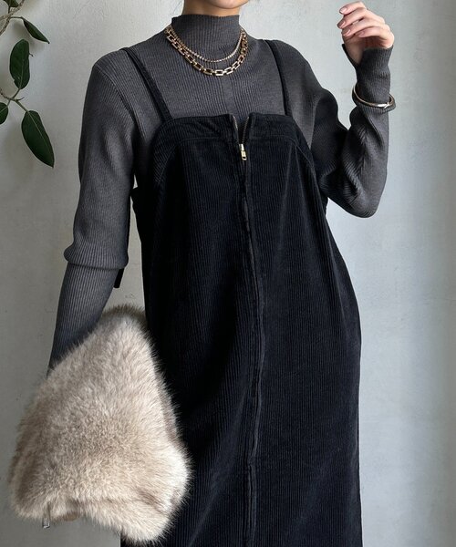 DouDou（ドゥドゥ）の「【新色追加】コーデュロイジャンスカ（ワンピース・レディース・ブルー/カーキ/チャコールグレー・38/36）」の5枚目の写真