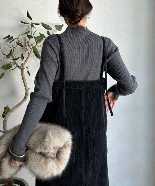 DouDou（ドゥドゥ）の「【新色追加】コーデュロイジャンスカ（ワンピース・レディース・ブルー/カーキ/チャコールグレー・38/36）」の6枚目の写真