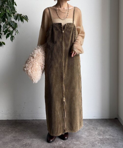 DouDou（ドゥドゥ）の「【新色追加】コーデュロイジャンスカ（ワンピース・レディース・ブルー/カーキ/チャコールグレー・38/36）」の7枚目の写真