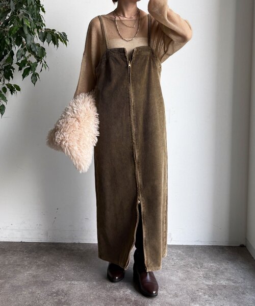 DouDou（ドゥドゥ）の「【新色追加】コーデュロイジャンスカ（ワンピース・レディース・ブルー/カーキ/チャコールグレー・38/36）」の8枚目の写真