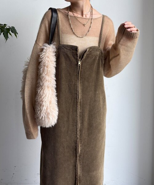 DouDou（ドゥドゥ）の「【新色追加】コーデュロイジャンスカ（ワンピース・レディース・ブルー/カーキ/チャコールグレー・38/36）」の12枚目の写真