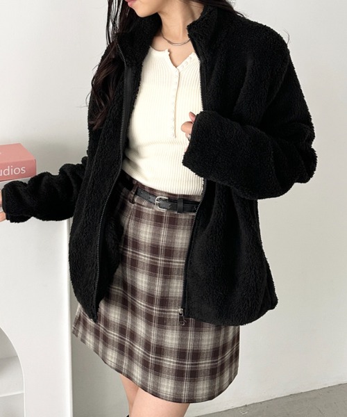 CLEA(クレア)の「スタンドカラーフリースジップジャケット(ブルゾン・レディース・ネイビー/ワインレッド/ブラック/アイボリー/ピンクベージュ・FREE)」の15枚目の写真