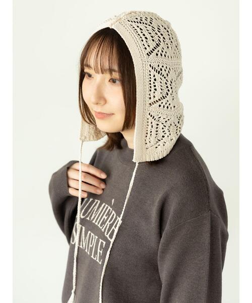 Te chichi TERRASSE(テチチテラス)の「クロシェ編み風ニットキャップ《2025autumn catalog item》(ハット・レディース・オフホワイト/ブラック・F)」の5枚目の写真