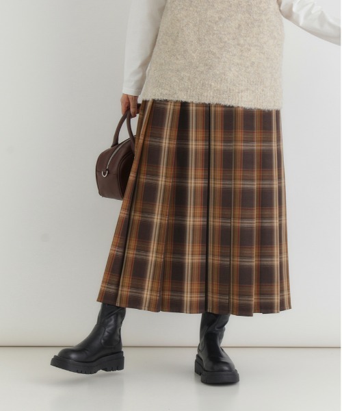 Right-on(ライトオン)の「【HONEYSUCKLE ROSE】チェックプリーツスカート (クラシック/軽やか素材/カジュアル)(スカート・レディース・イエロー/ベージュ/ブルー・S/M/L)」の6枚目の写真