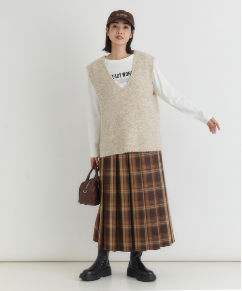 Right-on(ライトオン)の「【HONEYSUCKLE ROSE】チェックプリーツスカート (クラシック/軽やか素材/カジュアル)(スカート・レディース・イエロー/ベージュ/ブルー・S/M/L)」の8枚目の写真