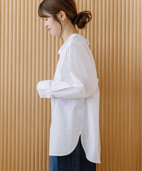 POU DOU DOU（プードゥドゥ）の「ランダムプリーツカラーシャツ（シャツ/ブラウス・レディース・オフホワイト/ベージュ/ダークブラウン・M）」の13枚目の写真